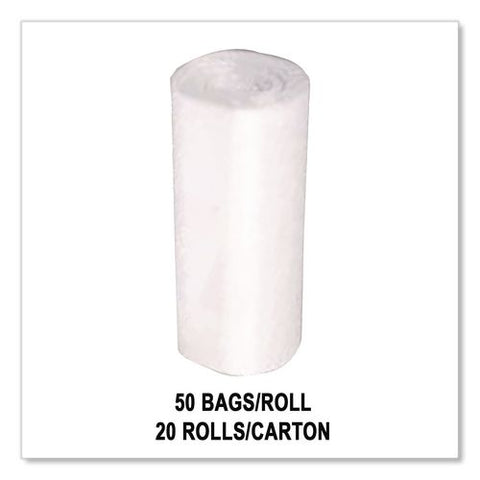 High Density Can Liners, 16 Gal, 8 Mic, 24" X 31", Natural, Interleaved Roll, 50 Bags/roll, 20 Rolls/carton