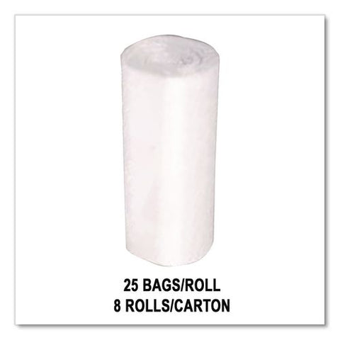 High Density Can Liners, 56 Gal, 14 Mic, 43" X 46", Natural, Interleaved Roll, 25 Bags/roll, 8 Rolls/carton