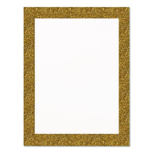 Glitter Poster Board, 22" X 28", Heavyweight, White With Gold Border, 25/pack