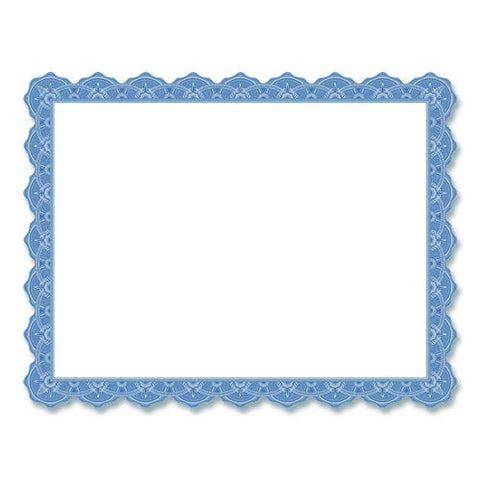 Award Certificates, 8.5 X 11, White With Braided Blue Border, 25/pack