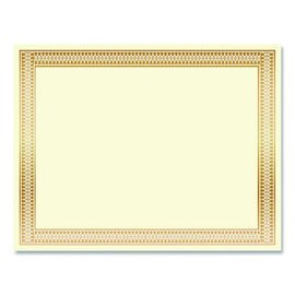 Award Certificates, 8.5 X 11, Ivory With Traditional Gold Border, 100/pack