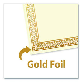 Award Certificates, 8.5 X 11, Ivory With Traditional Gold Border, 100/pack