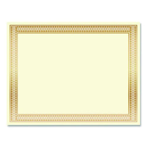 Award Certificates, 8.5 X 11, Ivory With Traditional Gold Border, 100/pack