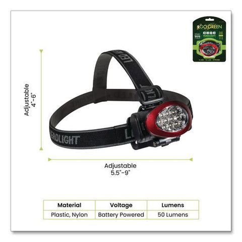 Led Headlights, 3 Aaa Batteries (included), Red