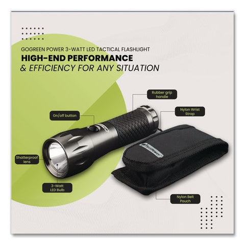 Led Tactical Flashlight, 3 Aaa Batteries (included), Silver