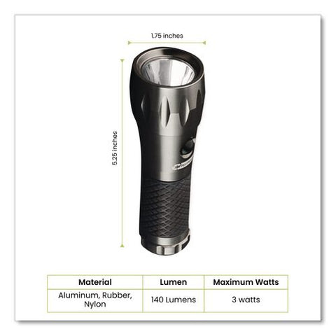 Led Tactical Flashlight, 3 Aaa Batteries (included), Silver