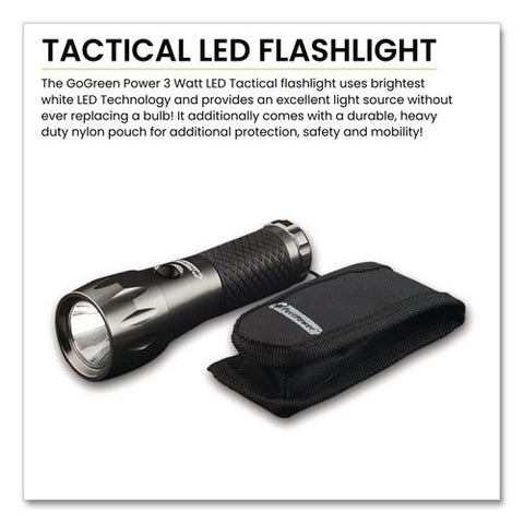 Led Tactical Flashlight, 3 Aaa Batteries (included), Silver