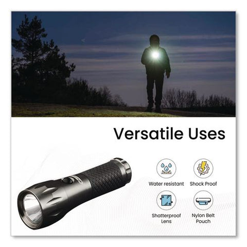 Led Tactical Flashlight, 3 Aaa Batteries (included), Silver