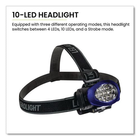 Led Headlights, 3 Aaa Batteries (included), Blue