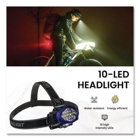 Led Headlights, 3 Aaa Batteries (included), Blue