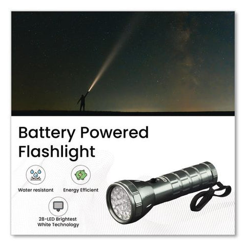 28 Led Professional Flashlight, 3 Aaa Batteries (included), Black/silver