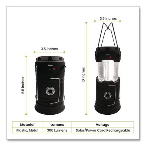 Cob Led Solar/rechargeable Lantern, Lithium Ion Rechargeable Battery (included), Dark Gray