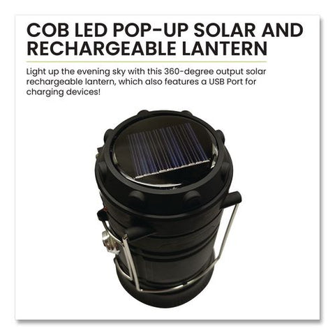 Cob Led Solar/rechargeable Lantern, Lithium Ion Rechargeable Battery (included), Dark Gray
