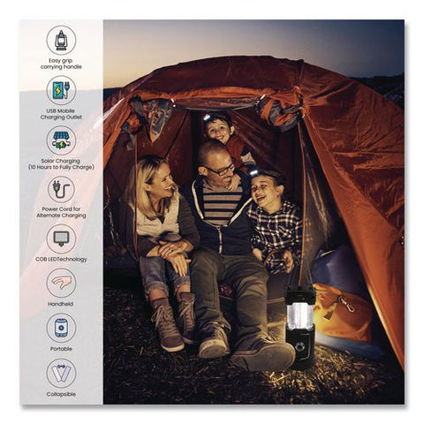 Cob Led Solar/rechargeable Lantern, Lithium Ion Rechargeable Battery (included), Dark Gray