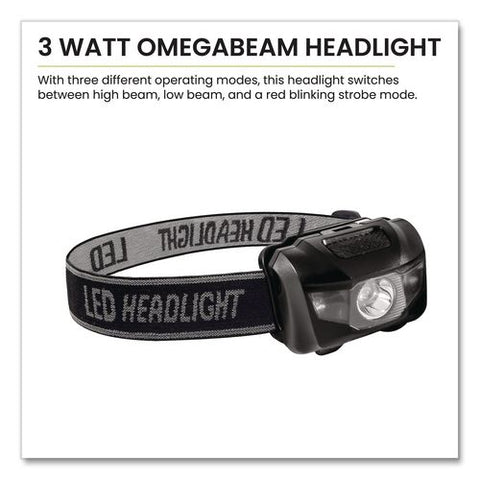 Led Headlights, 3 Aaa Batteries (included), Black