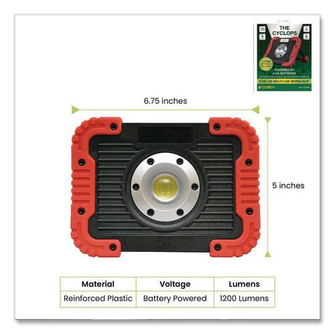 Cyclops Work Light, Integrated Led Bulb, 6.75 X 2.5 X 5, Red/black