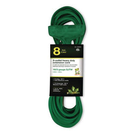 3-outlet Outdoor Extension Cord With Lighted End, 13 A, 8 Ft, 13, Green