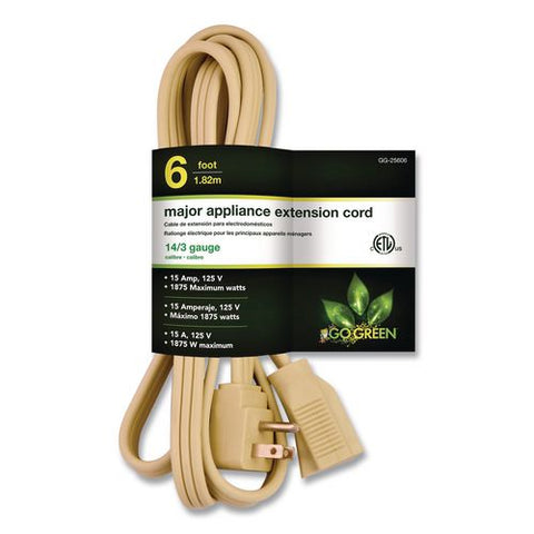 Appliance Cords, 6 Ft, 15 A, Beige