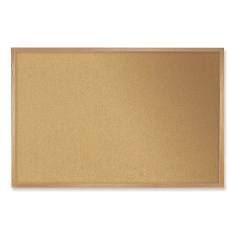 Natural Cork Bulletin Board With Wood Frame, 46.5" X 36", Tan Surface, Oak Finished Wood Frame