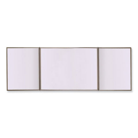 Visuall Pc Whiteboard Cabinet With Fabric Bulletin Board Exterior Doors, 36" X 24", Gray/white Surface, Satin Aluminum Frame