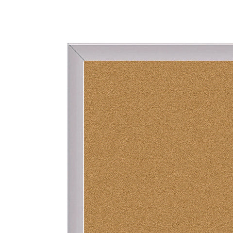 Natural Cork Bulletin Board With Aluminum Frame, 87.91" X 48.5", Tan Surface, Satin Aluminum Frame