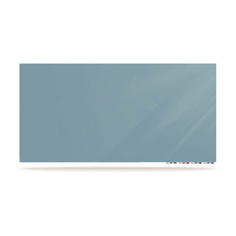 Aria Low-profile Frameless Magnetic Glassboard, 60" X 36", Denim Blue Surface