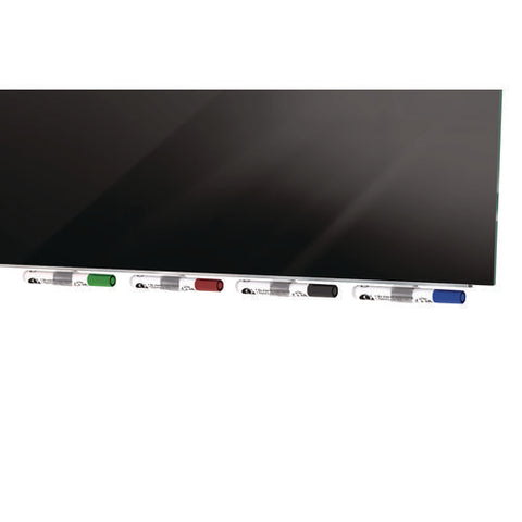 Aria Low-profile Frameless Magnetic Glassboard, 72" X 48", Black Surface