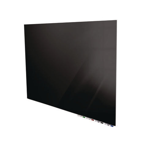 Aria Low-profile Frameless Magnetic Glassboard, 72" X 48", Black Surface