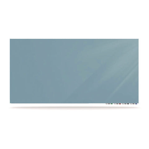 Aria Low-profile Frameless Magnetic Glassboard, 72" X 48", Denim Blue Surface