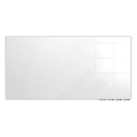 Aria Low Profile Magnetic Glass Whiteboard, 72" X 48", White Surface