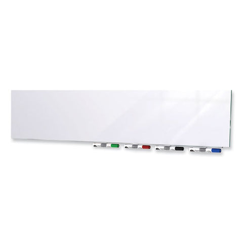 Aria Low Profile Magnetic Glass Whiteboard, 72" X 48", White Surface