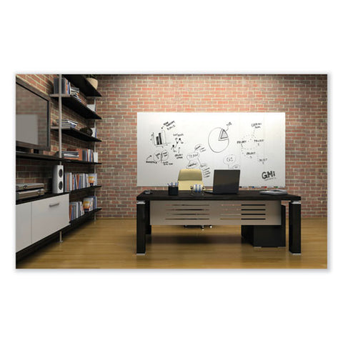 Aria Low Profile Magnetic Glass Whiteboard, 72" X 48", White Surface