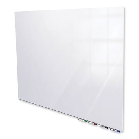 Aria Low Profile Magnetic Glass Whiteboard, 72" X 48", White Surface