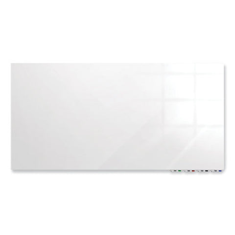 Aria Low Profile Magnetic Glass Whiteboard, 96" X 48", White Surface