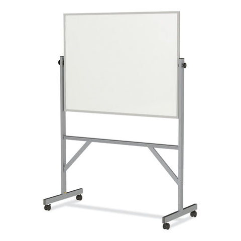 Reversible Magnetic Porcelain Whiteboard With Aluminum Frame, 53.25" X 72.25", White Surface, Satin Aluminum Frame