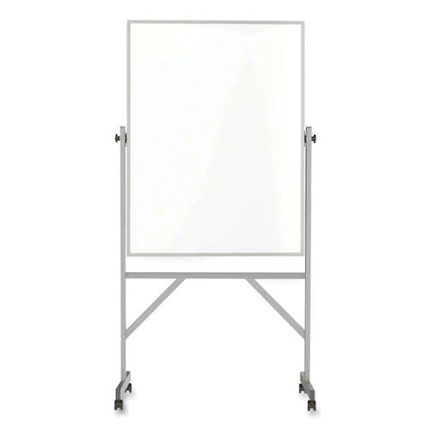 Reversible Magnetic Porcelain Whiteboard With Aluminum Frame, 36" X 48", White Surface, Satin Aluminum Frame