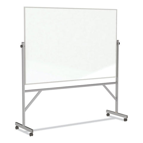 Reversible Magnetic Porcelain Whiteboard With Aluminum Frame, 101.25" X 78.25", White Surface, Satin Aluminum Frame