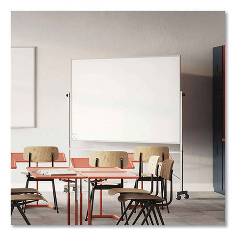 Reversible Magnetic Hygienic Porcelain Whiteboard With Aluminum Frame, 48" X 36", White Surface, Satin Aluminum Frame