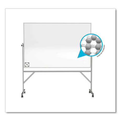 Reversible Magnetic Hygienic Porcelain Whiteboard With Aluminum Frame, 72" X 48", White Surface, Satin Aluminum Frame