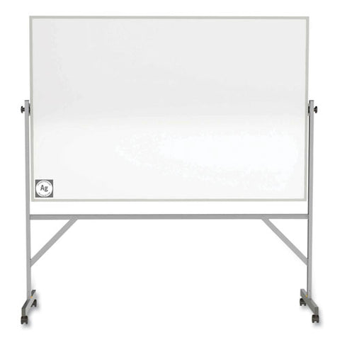 Reversible Magnetic Hygienic Porcelain Whiteboard With Aluminum Frame, 96" X 48", White Surface, Satin Aluminum Frame