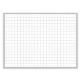 1 X 1 Grid Magnetic Whiteboard, 36" X 24", White/gray Surface, Satin Aluminum Frame