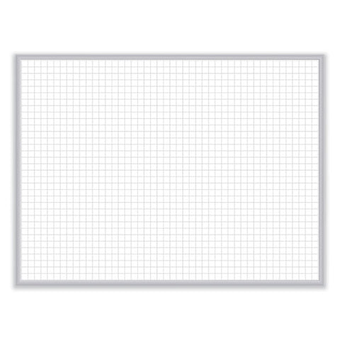 1 X 1 Grid Magnetic Whiteboard, 48.5" X 36.5", White/gray Surface, Satin Aluminum Frame