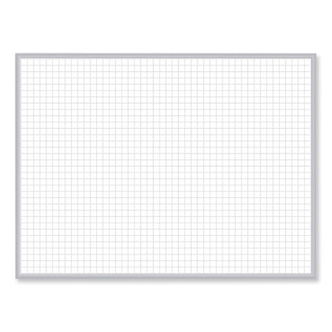 1 X 1 Grid Magnetic Whiteboard, 72.5" X 48.5", White/gray Surface, Satin Aluminum Frame