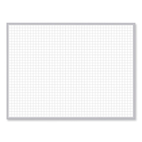 1 X 1 Grid Magnetic Whiteboard, 96.5" X 48.5", White/gray Surface, Satin Aluminum Frame