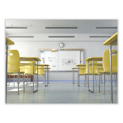 Horizontal Sliding Porcelain Magnetic Whiteboard, 96" X 48", White Surface, Anodized Aluminum Frame