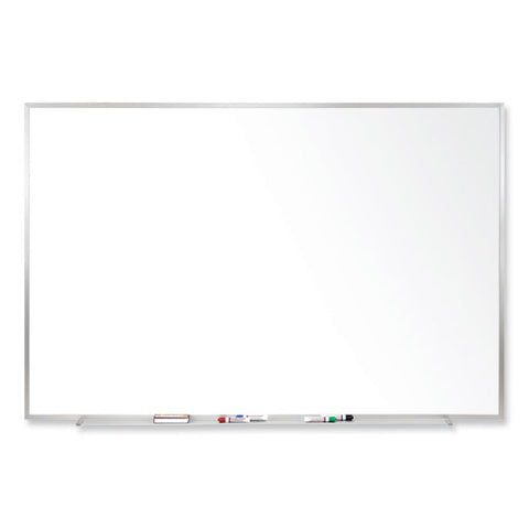 Magnetic Porcelain Whiteboard With Aluminum Frame, 120.5" X 48.5", White Surface, Satin Aluminum Frame