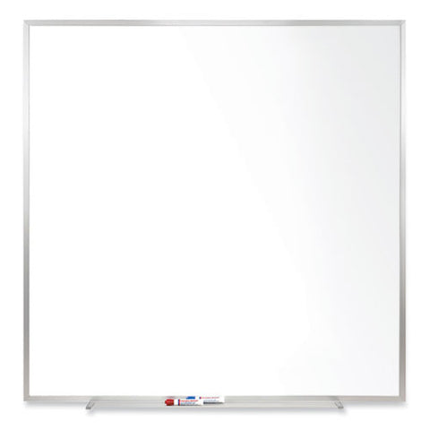 Magnetic Porcelain Whiteboard With Aluminum Frame, 48.5" X 48.5", White Surface, Satin Aluminum Frame