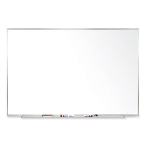 Magnetic Porcelain Whiteboard With Aluminum Frame, 72.5" X 48.5", White Surface, Satin Aluminum Frame