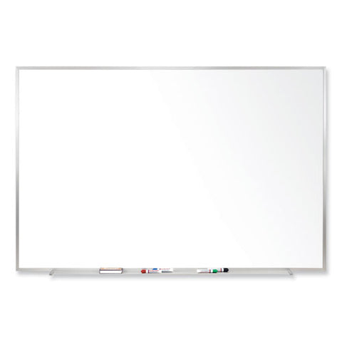 Magnetic Porcelain Whiteboard With Aluminum Frame, 96.5" X 48.5", White Surface, Satin Aluminum Frame