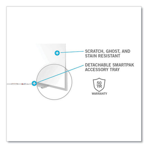 Magnetic Porcelain Whiteboard With Aluminum Frame And Maprail, 120.59" X 60.47", White Surface, Satin Aluminum Frame